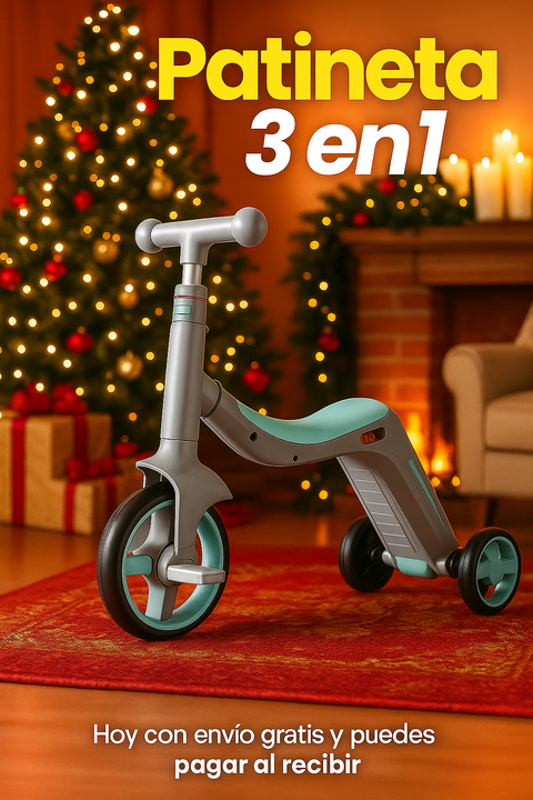 Exclusiva Patineta 3 en 1 Triciclo Bicicleta y Monopatín
